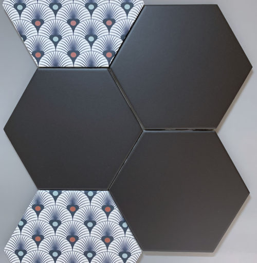 Vloer-Wandtegel - Hexagon 15x17 - Flamingo -Black - Art 146965