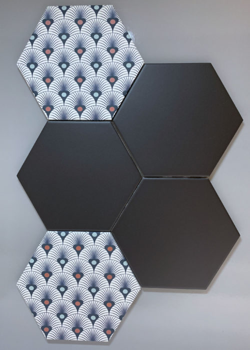 Vloer-Wandtegel - Hexagon 15x17 - Flamingo -Black - Art 146965