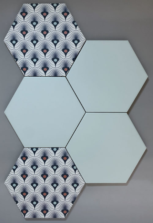 Vloer-Wandtegel - Hexagon 15x17 - Flamingo -Light blue - Art 146975